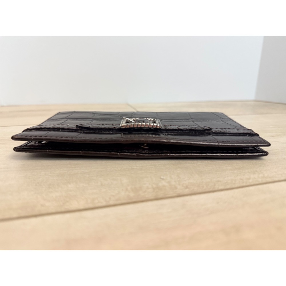 Brighton Black Croc Embossed Leather Wallet With Silver Buckle - Picture 7 of 10